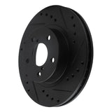 R1 Concepts Front Right Drilled & Slotted Black Brake Rotor - 1993-2001 Subaru Impreza