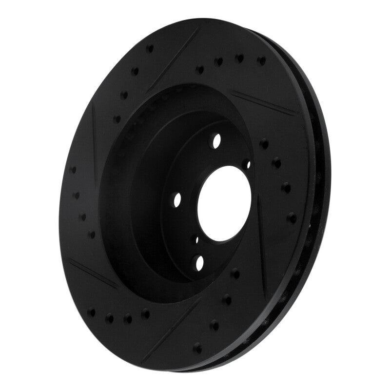 R1 Concepts Front Right Drilled & Slotted Black Brake Rotor - 1993-2001 Subaru Impreza