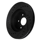 R1 Concepts Front Right Drilled & Slotted Black Brake Rotor - 1993-2001 Subaru Impreza