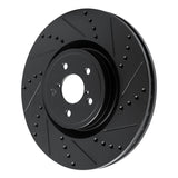 R1 Concepts Front Right Drilled & Slotted Black Brake Rotor - 2003-2025 Subaru Impreza