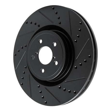 R1 Concepts Front Right Drilled & Slotted Black Brake Rotor - 2003-2025 Subaru Impreza