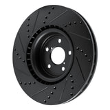 R1 Concepts Front Right Drilled & Slotted Black Brake Rotor - 2003-2025 Subaru Impreza