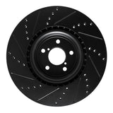 R1 Concepts Front Right Drilled & Slotted Black Brake Rotor - 2003-2025 Subaru Impreza