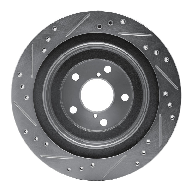 R1 Concepts Rear Right Drilled & Slotted Brake Rotor - 2005-2009 Subaru Impreza