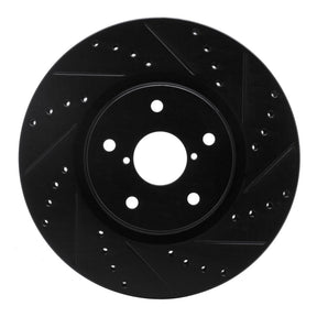 R1 Concepts Front Right Drilled & Slotted Black Brake Rotor - 2006-2021 Subaru Legacy