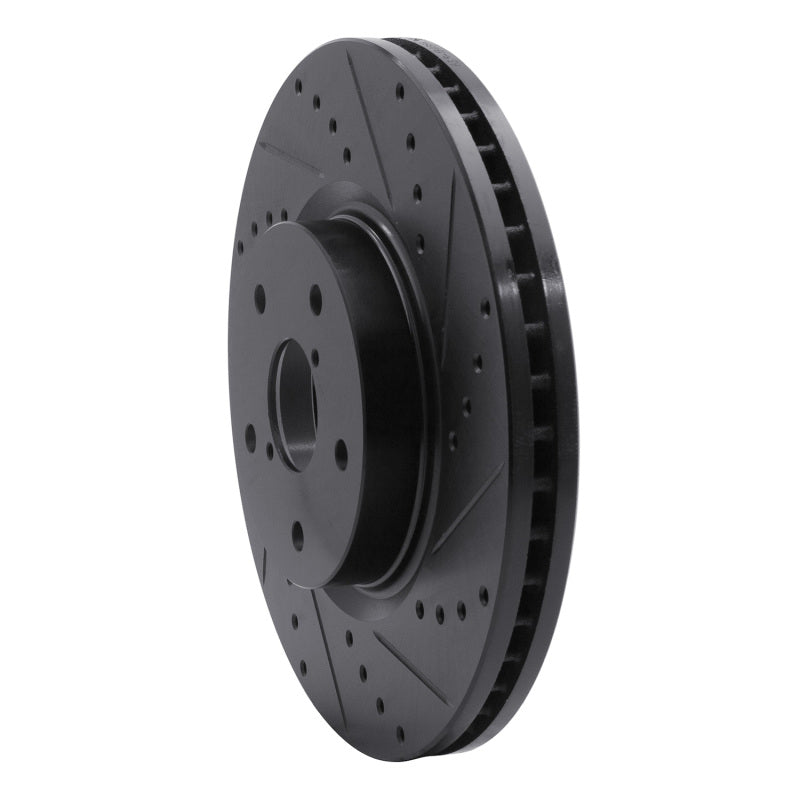 R1 Concepts Front Right Drilled & Slotted Black Brake Rotor - 2006-2021 Subaru Legacy