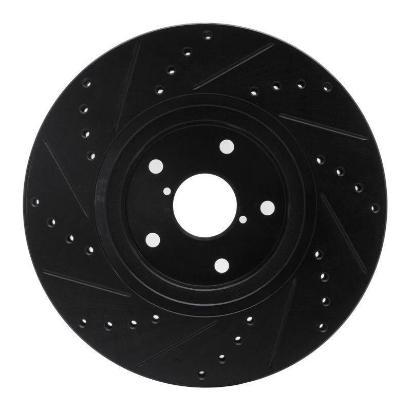 R1 Concepts Front Right Drilled & Slotted Black Brake Rotor - 2006-2021 Subaru Legacy