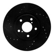 R1 Concepts Front Left Drilled & Slotted Brake Rotor Black - 2017-2023 Subaru Impreza