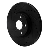 R1 Concepts Front Left Drilled & Slotted Brake Rotor Black - 2017-2023 Subaru Impreza