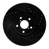 R1 Concepts Front Left Drilled & Slotted Brake Rotor Black - 2017-2023 Subaru Impreza