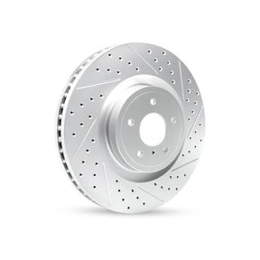 R1 Concepts Rear Right Drilled & Slotted Geo-Carbon Rotor - 2003-2004 Subaru Impreza