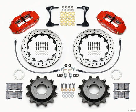 Wilwood Narrow Superlite 4R Rear Kit 12.88in Drilled Red - 1999-2007 Subaru Impreza